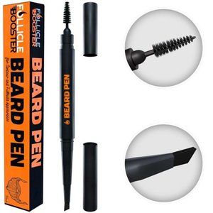 Beard Pen Filler - Black 1 Pack - Grooming Pencil with Brush - Waterproof Proof
